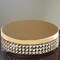 15.5" wide Gold Metal Cake Stand with Crystal Beads Wedding Birthday Events